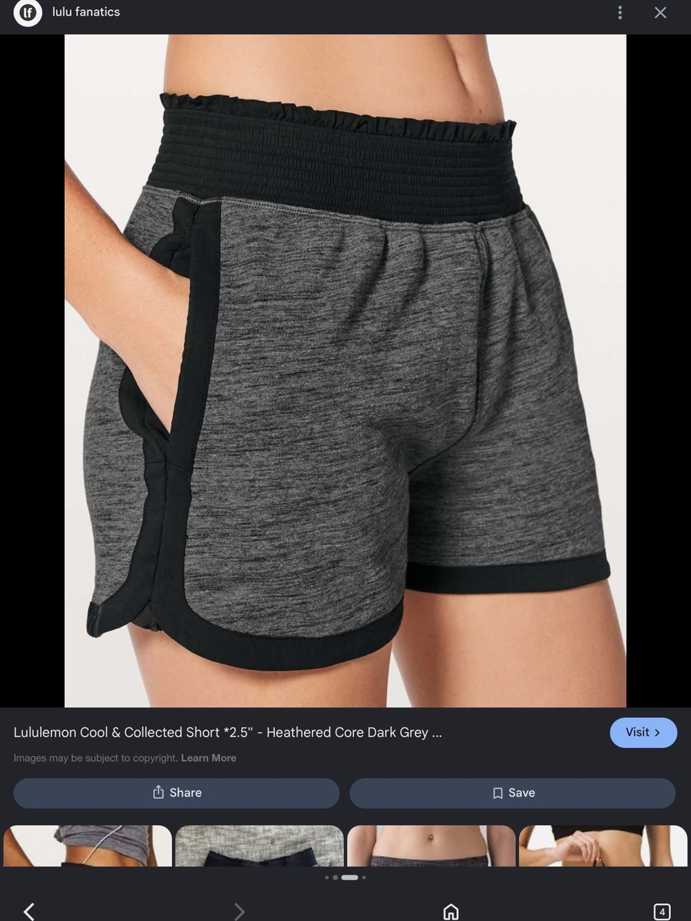 lululemon athletica Heathered Dark Gray Athletic Shorts with Black Trim
